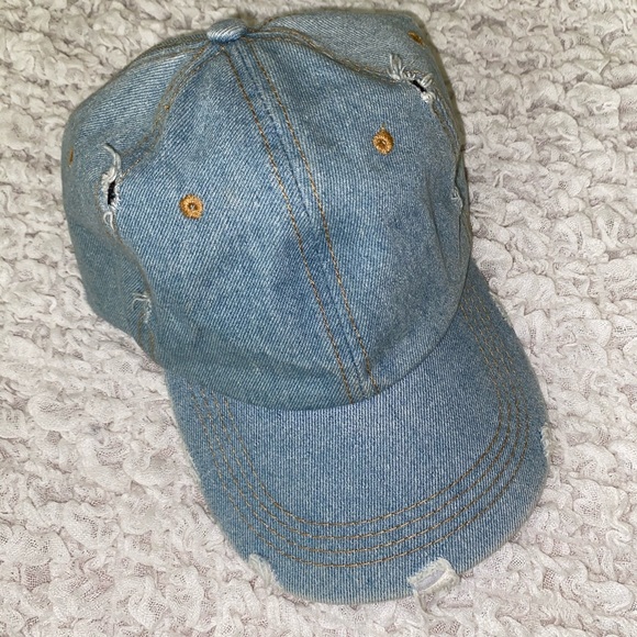 Distressed Jean Baseball Cap - Picture 1 of 3